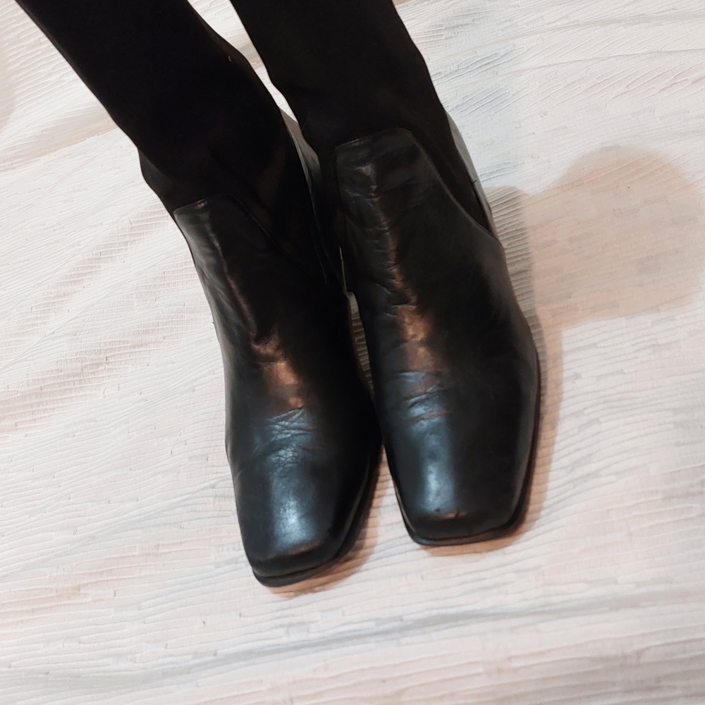 Stuart Weitzman Black Mid-Calf Block Heel Boots - Picture 4 of 15